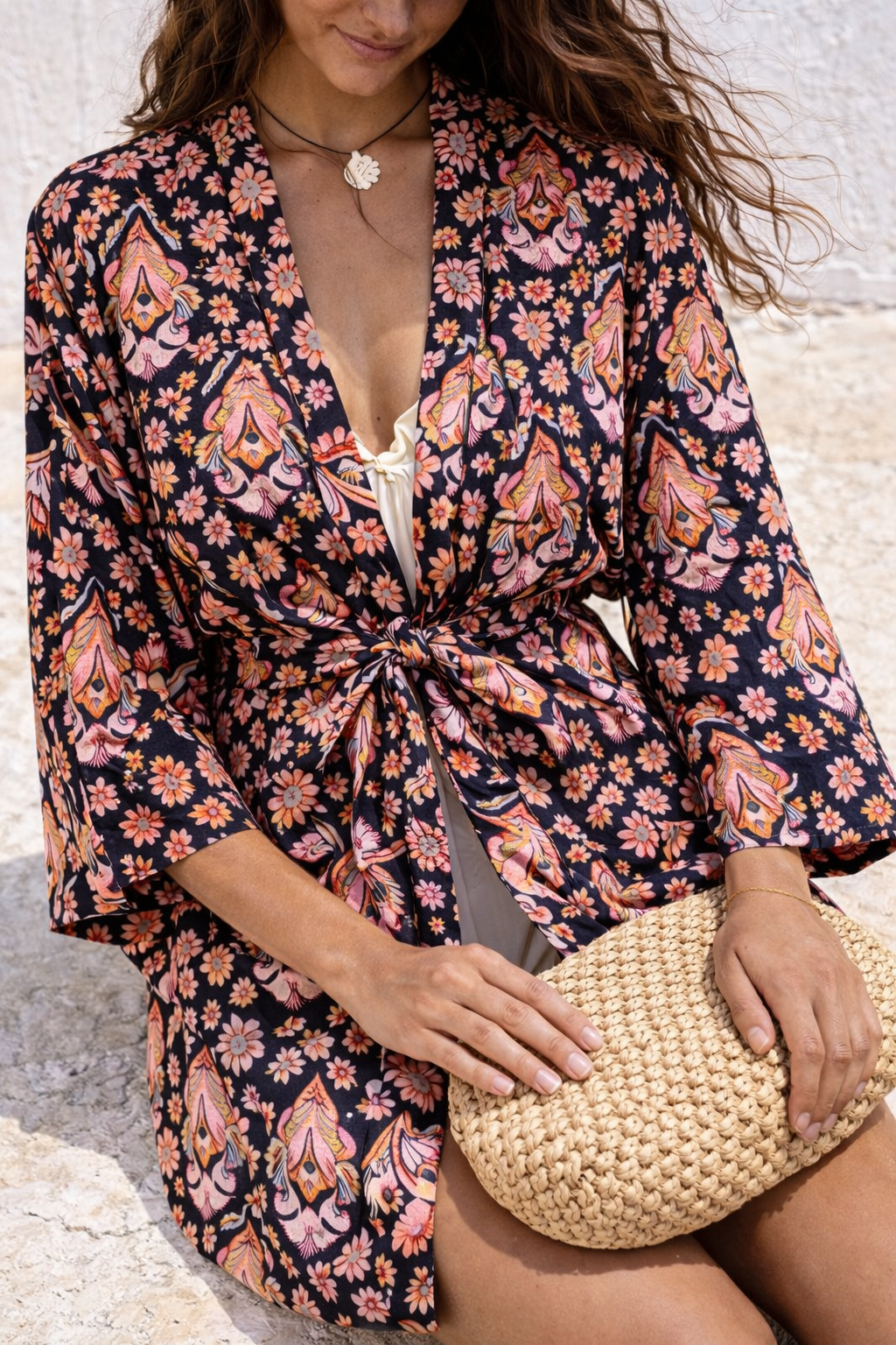 Hibiscus Linen Robe