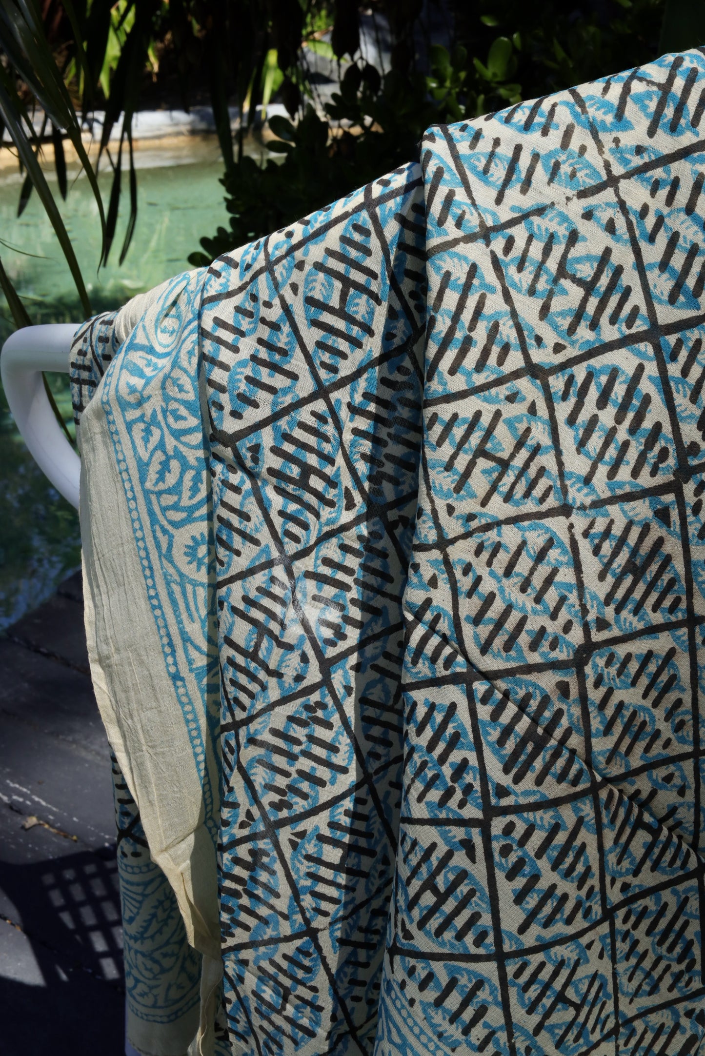 Blockprint Sarong, Geo Blue