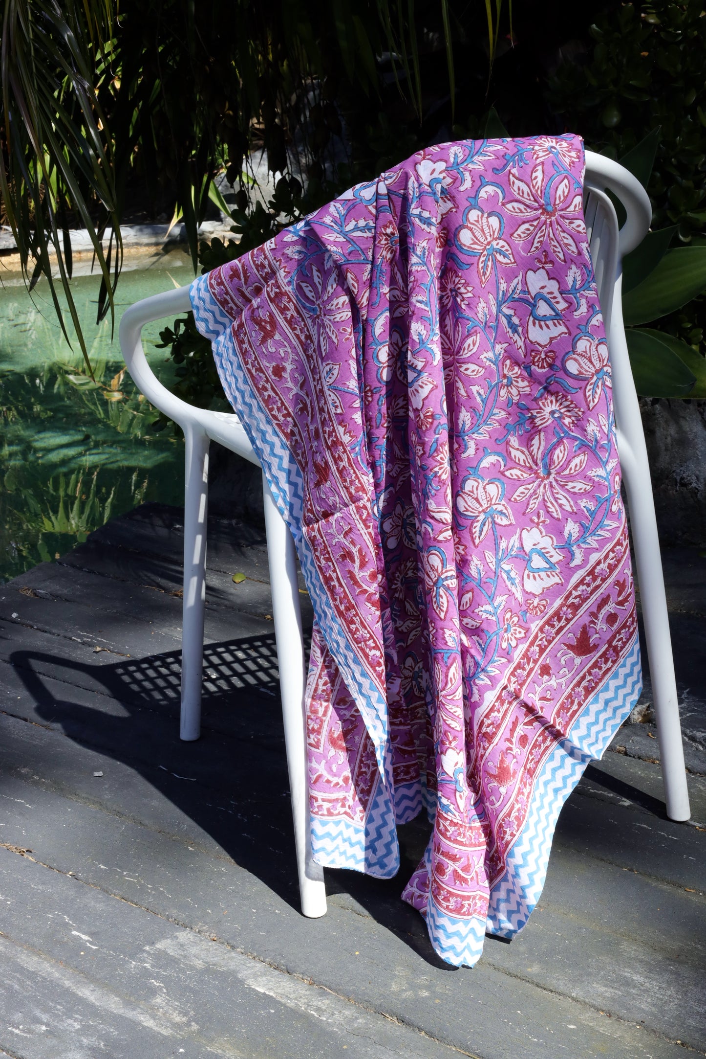 Blockprint Sarong, Violet