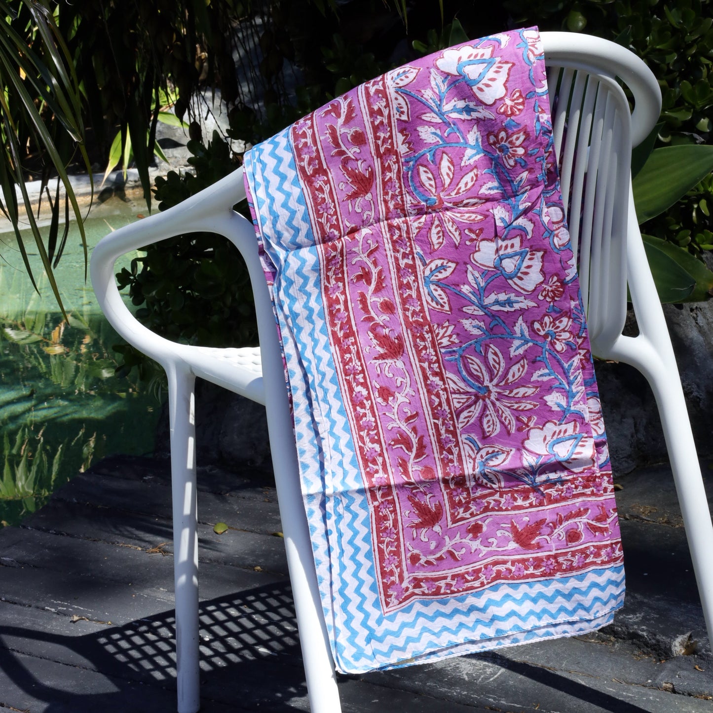Blockprint Sarong, Violet
