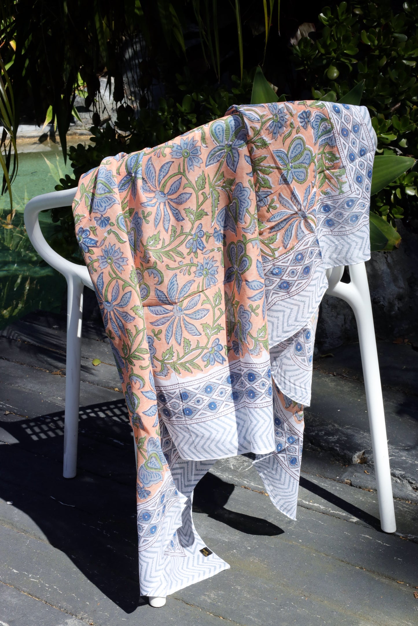 Blockprint Sarong, Peachy