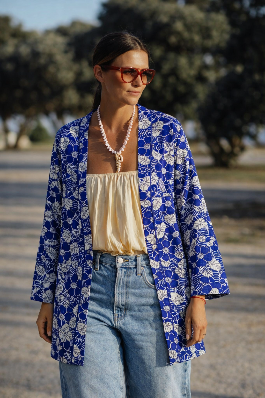 Hibiscus Linen Robe