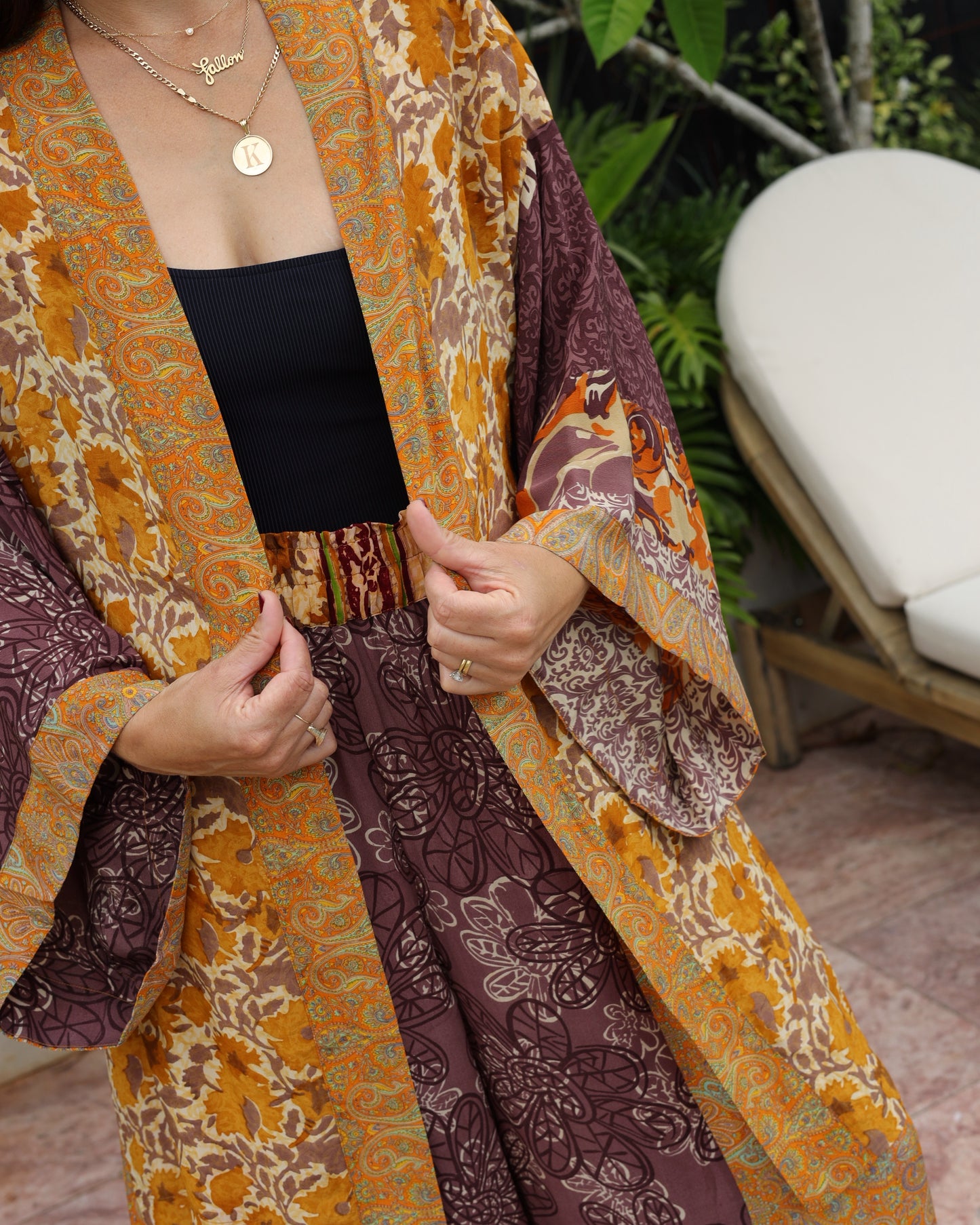 Marigold Silk Robe Col 26, MEDIUM