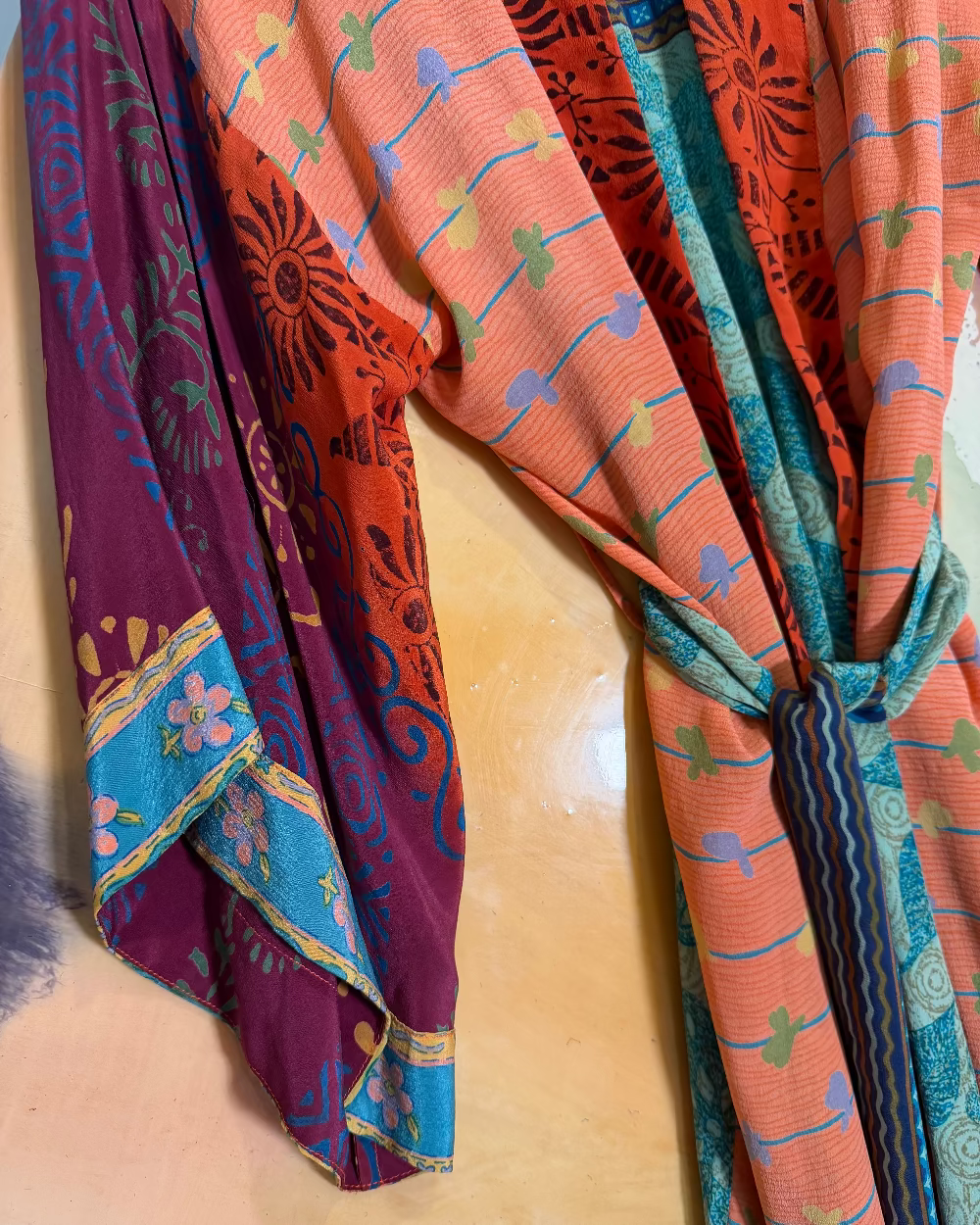Marigold Silk Robe Col 38,SMALL
