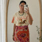 Hibiscus Linen Wrap Skirt