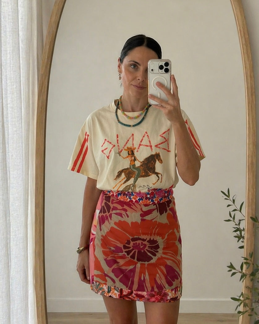 Hibiscus Linen Wrap Skirt