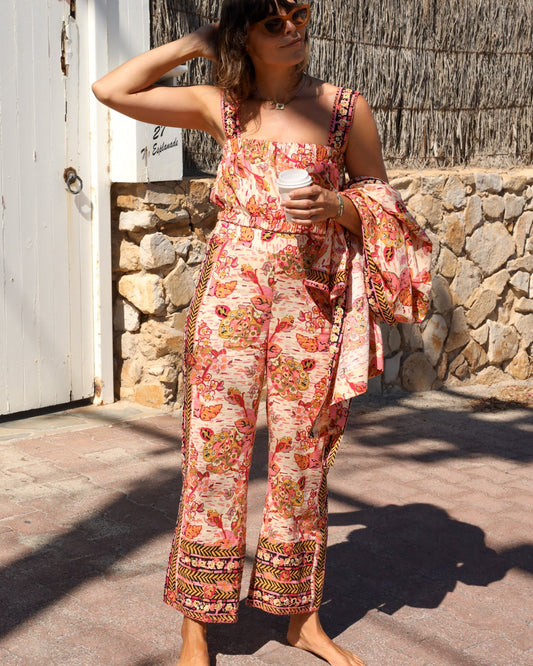 Linen Fitted Pants – Magnolia High Waist Ankle Pants with Stripe | Rosa Paloma
