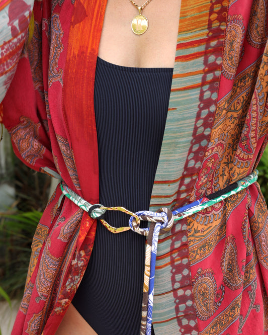 BOHO LINEN TIE BELT